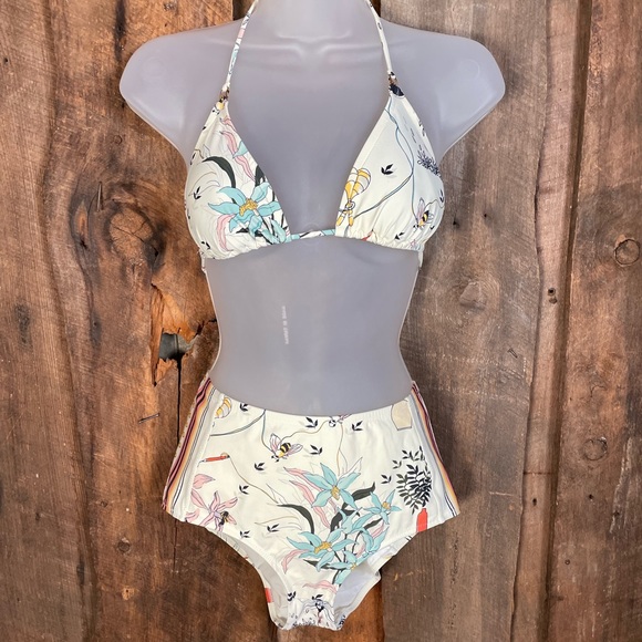 Tory Burch Ivory Poetry of Things Halter string bikini top - Size X-Small - Picture 6 of 8